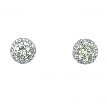 Faith Sterling Silver August Birthstone CZ Halo Stud Earrings 0.7 x 0.7cm 