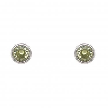 Faith Sterling Silver August Birthstone Rubover CZ Stud Earrings 0.5 x 0.5cm 