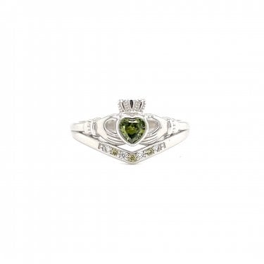 Faith Sterling Silver August Birthstone Wishbone Claddagh Ring