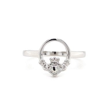 Faith Sterling Silver Claddagh with CZ Halo Ring