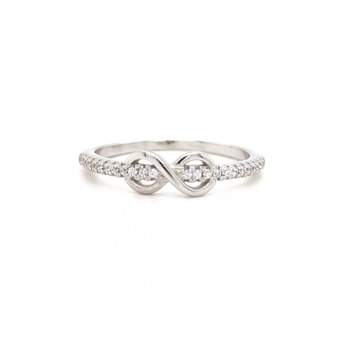 Faith Sterling Silver  CZ Band with Entwined Plain Infinity Ring