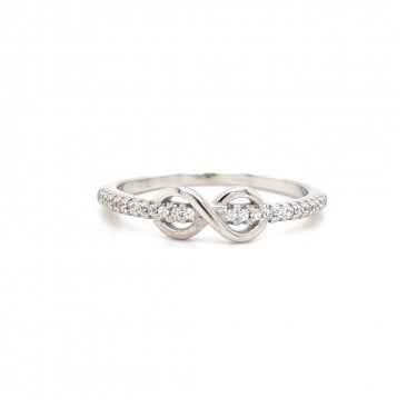Faith Sterling Silver CZ Band with Entwined Plain Infinity Ring