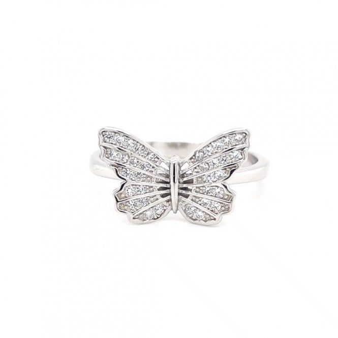 Faith Sterling Silver  CZ Butterfly With Detailed Wings Ring