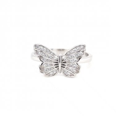 Faith Sterling Silver CZ Butterfly With Detailed Wings Ring