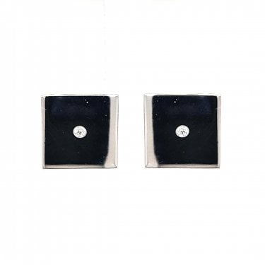Faith Sterling Silver CZ Centre Square Stud Earrings 1.2 x 1.2cm 