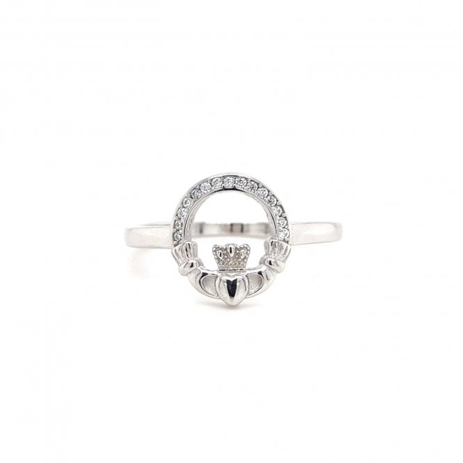 Faith Sterling Silver  CZ Claddagh Ring 
