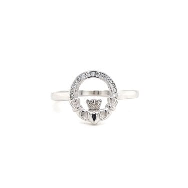 Faith Sterling Silver CZ Claddagh Ring 
