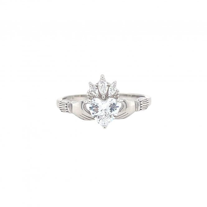 Faith Sterling Silver  CZ Claddagh Ring