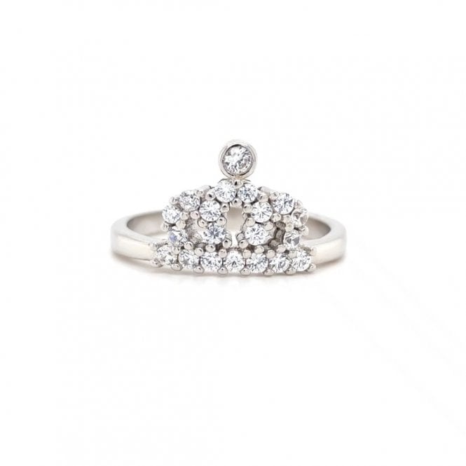 Faith Sterling Silver  CZ Claw Set Crown Ring
