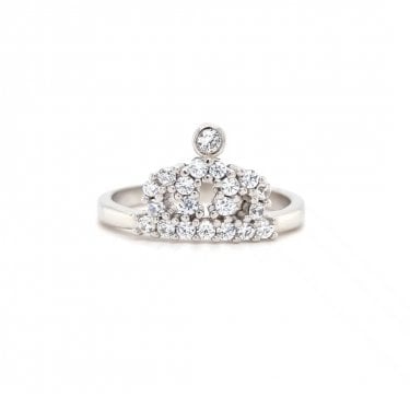 Faith Sterling Silver CZ Claw Set Crown Ring