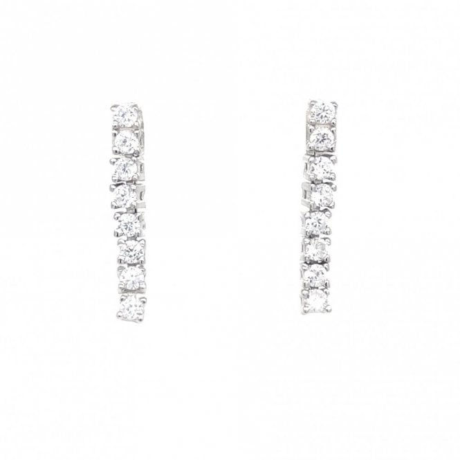 Faith Sterling Silver  CZ Claw Set Drop Earrings 2.9 x 0.5cm 