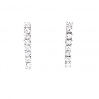 Faith Sterling Silver CZ Claw Set Drop Earrings 2.9 x 0.5cm 