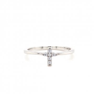 Faith Sterling Silver CZ Cross Ring