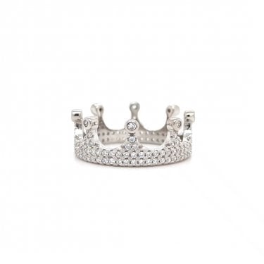 Faith Sterling Silver CZ Crown Ring