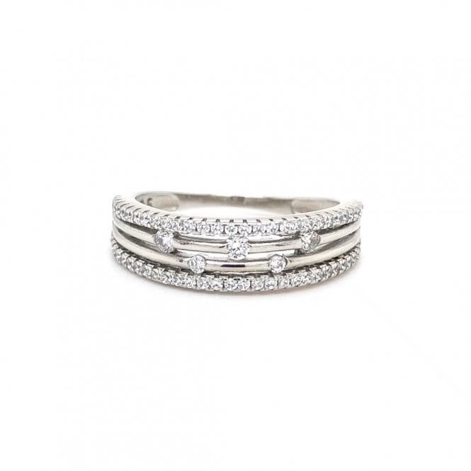 Faith Sterling Silver  CZ Edge 4 Strand CZ Ring