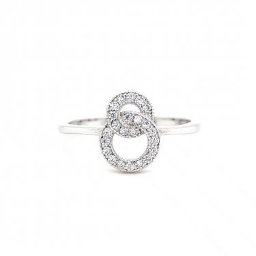 Faith Sterling Silver CZ Entwined Circles Ring