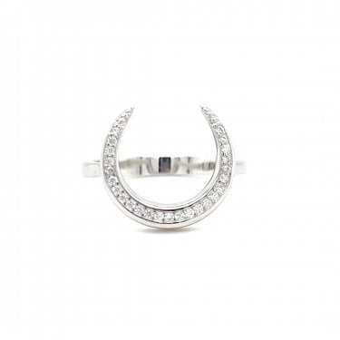 Faith Sterling Silver CZ Horseshoe Ring