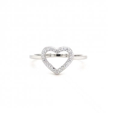 Faith Sterling Silver CZ Open Heart Ring