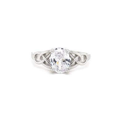 Faith Sterling Silver CZ Oval Celtic Design Ring 
