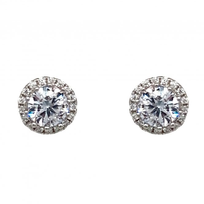 Faith Sterling Silver  CZ Round Halo Stud Earrings 0.8cm x 0.8cm