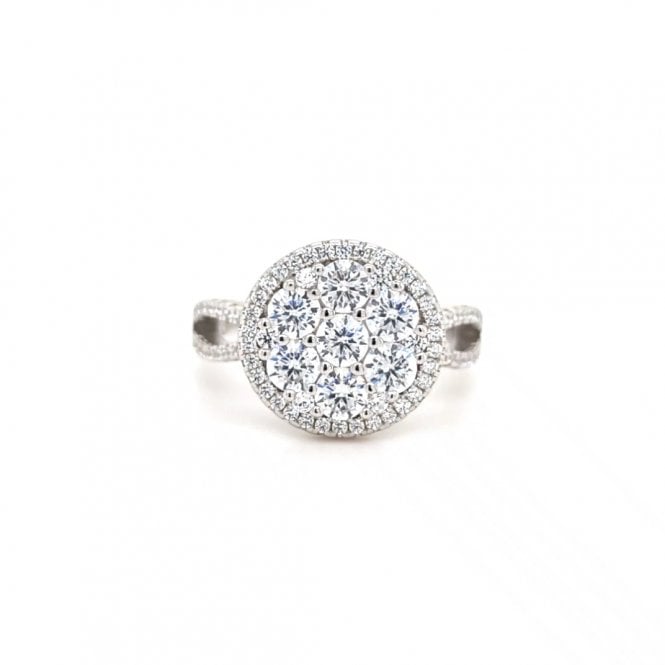 Faith Sterling Silver  CZ Round Illusion Set Halo Ring
