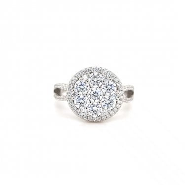Faith Sterling Silver CZ Round Illusion Set Halo Ring