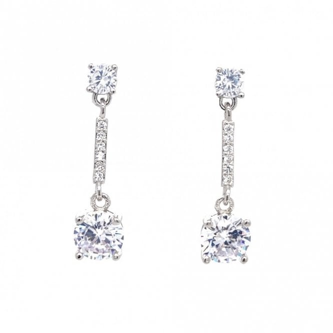 Faith Sterling Silver  CZ Round Stud Drop Earrings 2.6 x 0.6cm 