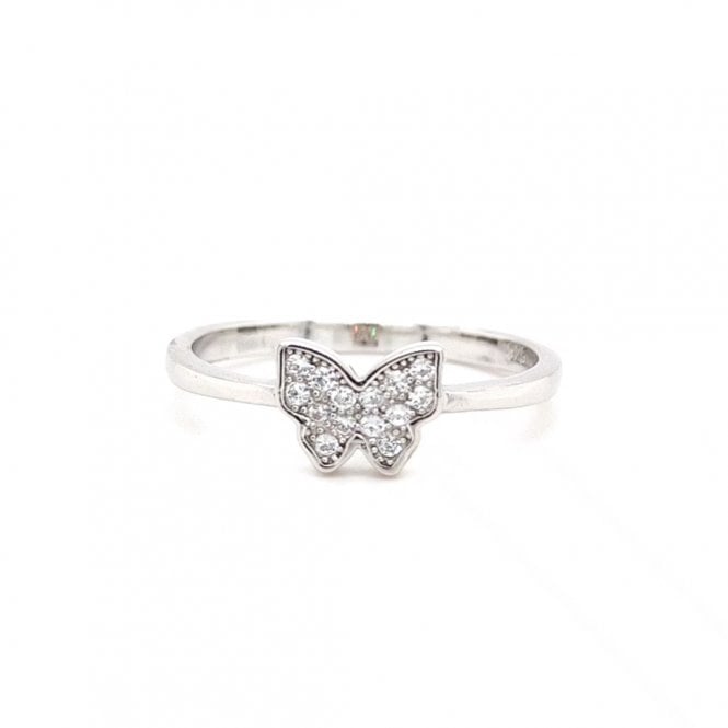 Faith Sterling Silver  CZ Rubover Butterfly Ring