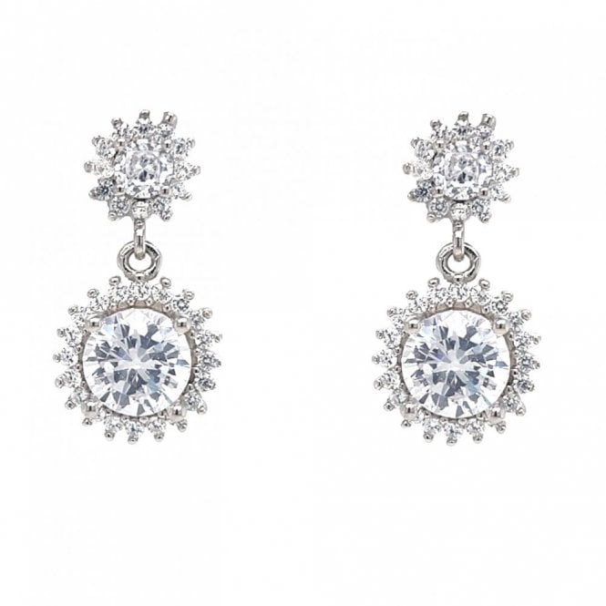 Faith Sterling Silver  CZ Small Round Halo with Large Round Halo Drop Earrings 1 x 1.8cm