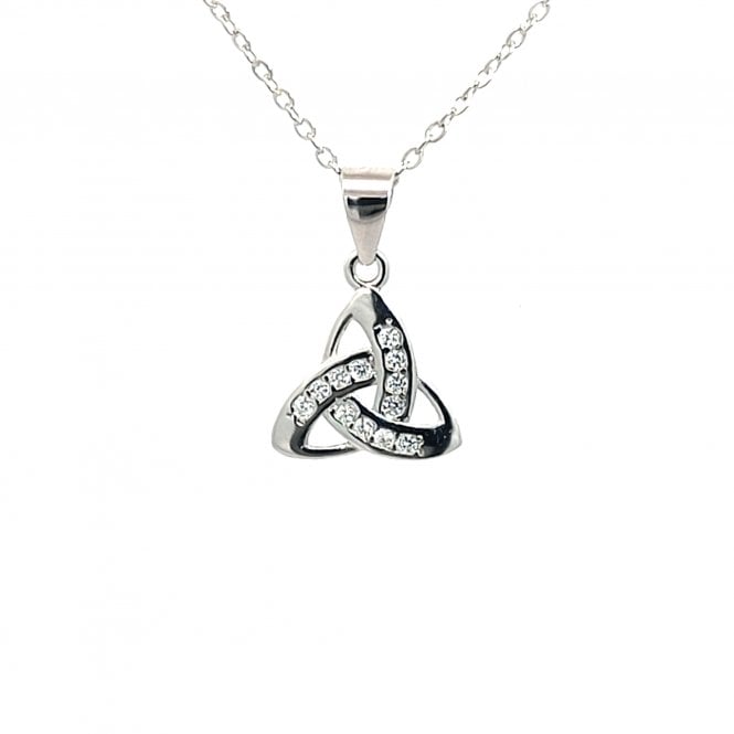 Faith Sterling Silver  CZ Trinity Knot Necklace 1.2 x 1.2cm, 16-18