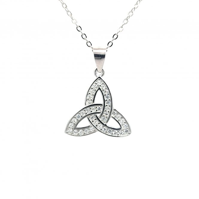 Faith Sterling Silver  CZ Trinity Knot Necklace 1.6 x 1.4cm, 16-18
