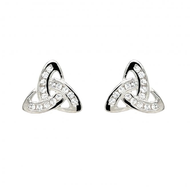Faith Sterling Silver  CZ Trinity Knot Stud Earrings 1.2 x 1.2cm 