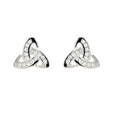 Faith Sterling Silver CZ Trinity Knot Stud Earrings 1.2 x 1.2cm 