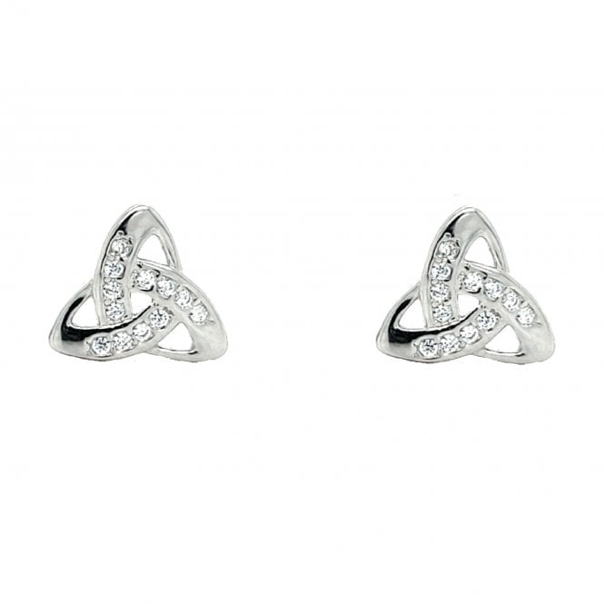 Faith Sterling Silver  CZ Trinity Knot Stud Earrings 1 x 1cm 