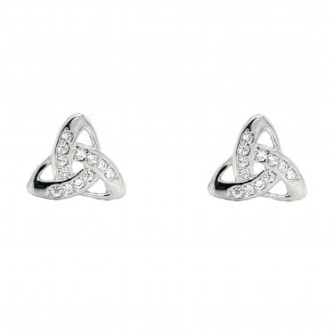 Faith Sterling Silver CZ Trinity Knot Stud Earrings 1 x 1cm 