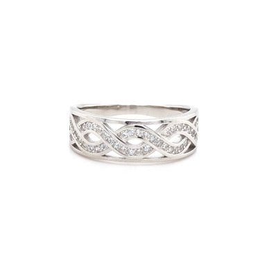Faith Sterling Silver CZ Wave Ring 