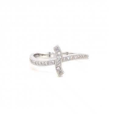 Faith Sterling Silver CZ Wavy Cross Ring