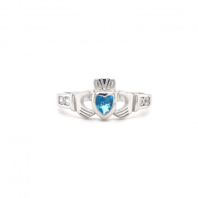 Faith Sterling Silver  December Birthstone Claddagh Ring 
