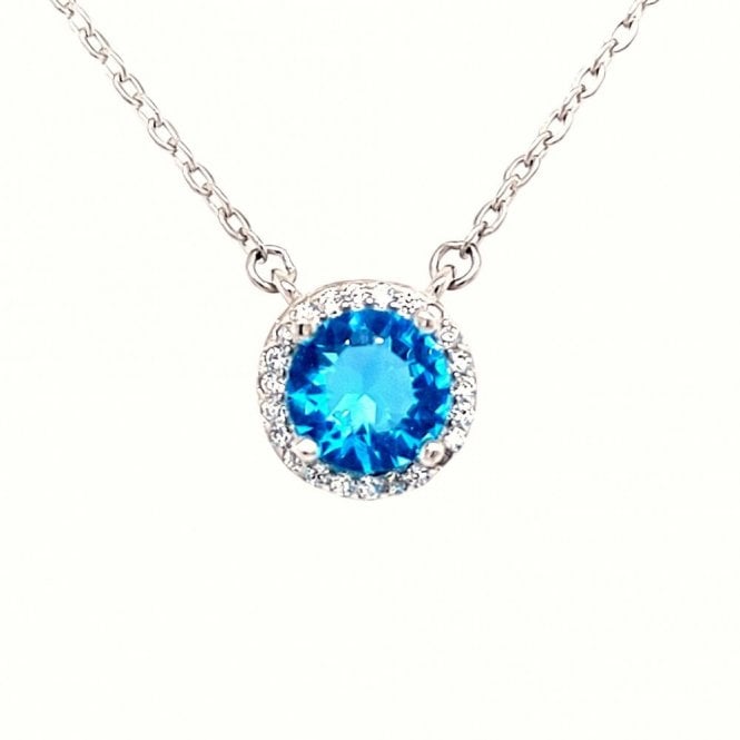 Faith Sterling Silver  December Birthstone CZ Halo Necklace 0.8 x 0.8cm, 16-18