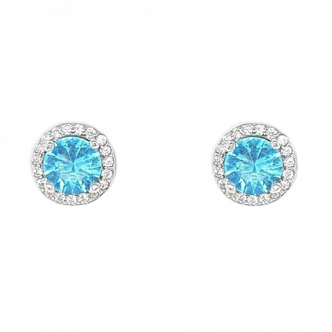 Faith Sterling Silver  December Birthstone CZ Halo Stud Earrings 0.7 x 0.7cm 