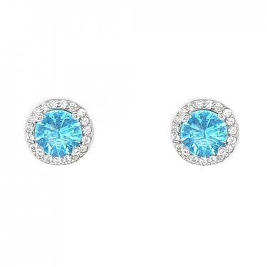 Faith Sterling Silver December Birthstone CZ Halo Stud Earrings 0.7 x 0.7cm 