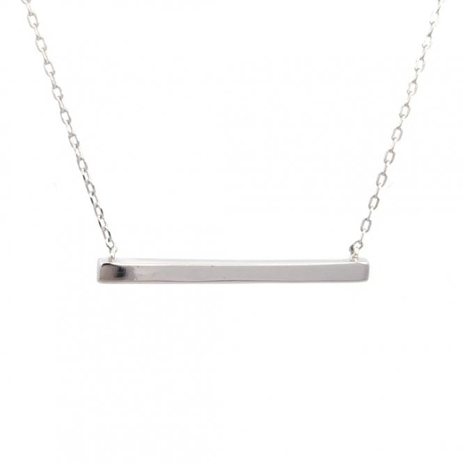 Faith Sterling Silver  Engravable Bar Necklace 3 x 0.3cm, 16-18