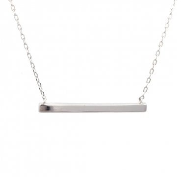 Faith Sterling Silver Engravable Bar Necklace 3 x 0.3cm, 16-18"