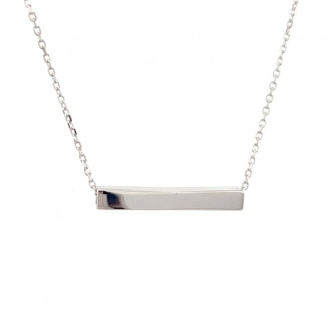 Faith Sterling Silver  Engravable Bar Necklace 3 x 0.4cm, 16-18