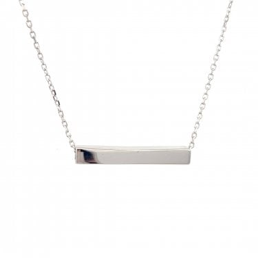 Faith Sterling Silver Engravable Bar Necklace 3 x 0.4cm, 16-18"