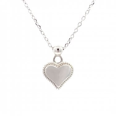 Faith Sterling Silver Engravable Heart with Beaded Edge Necklace 1.1 x 1.2cm, 16-18"