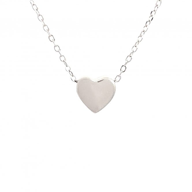 Faith Sterling Silver  Engravable Plain Heart Necklace 0.8 x 0.8cm, 16-18