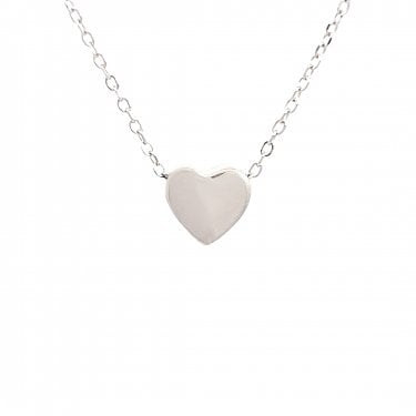 Faith Sterling Silver Engravable Plain Heart Necklace 0.8 x 0.8cm, 16-18"