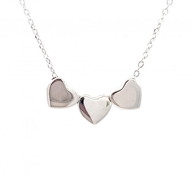 Faith Sterling Silver  Engravable Plain Triple Heart Necklace 2.2 x 0.7cm, 16-18