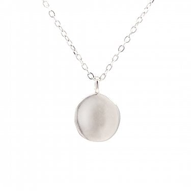 Faith Sterling Silver Engravable Round Disc Necklace 1 x 1.1cm , 16-18"